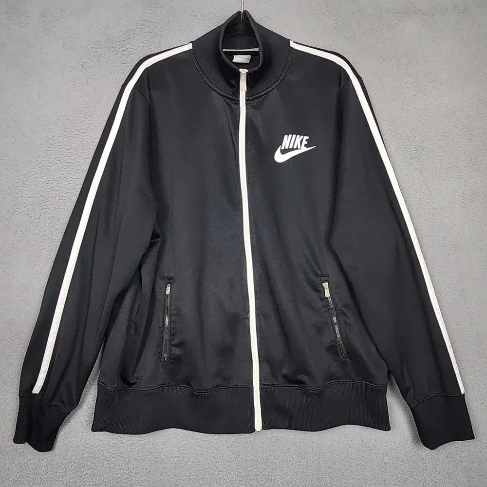 Nike Sportswear Tribute Jacket Mens 2XL Black Full Zip Striped 502643-010